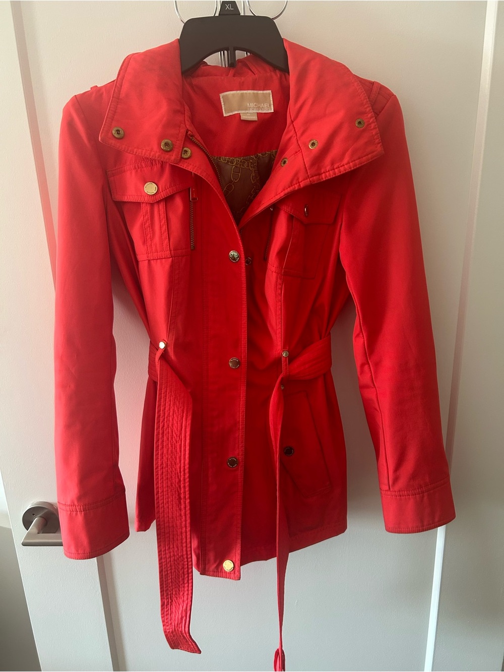 Michael Kors Red Women's Belted Trench Jacket